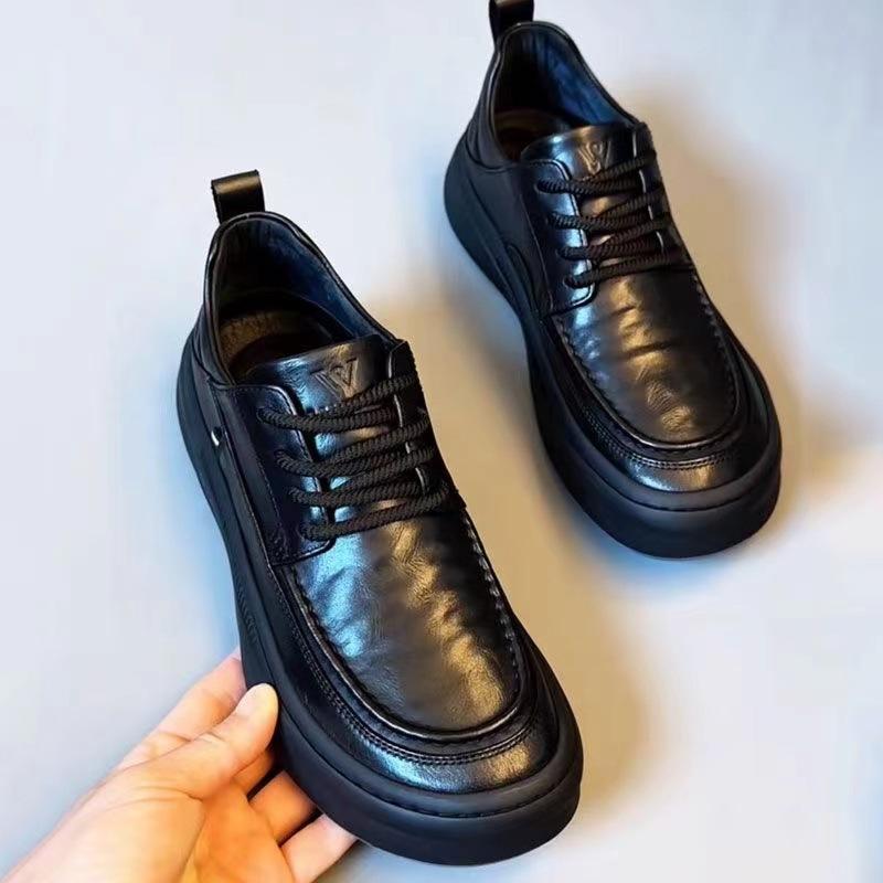 Cowhide Autumn and Winter 2025 Men's Genuine Leather Casual Leather Shoes Versatile Non-Slip Lace-Up Loafers Casual Shoes for Men