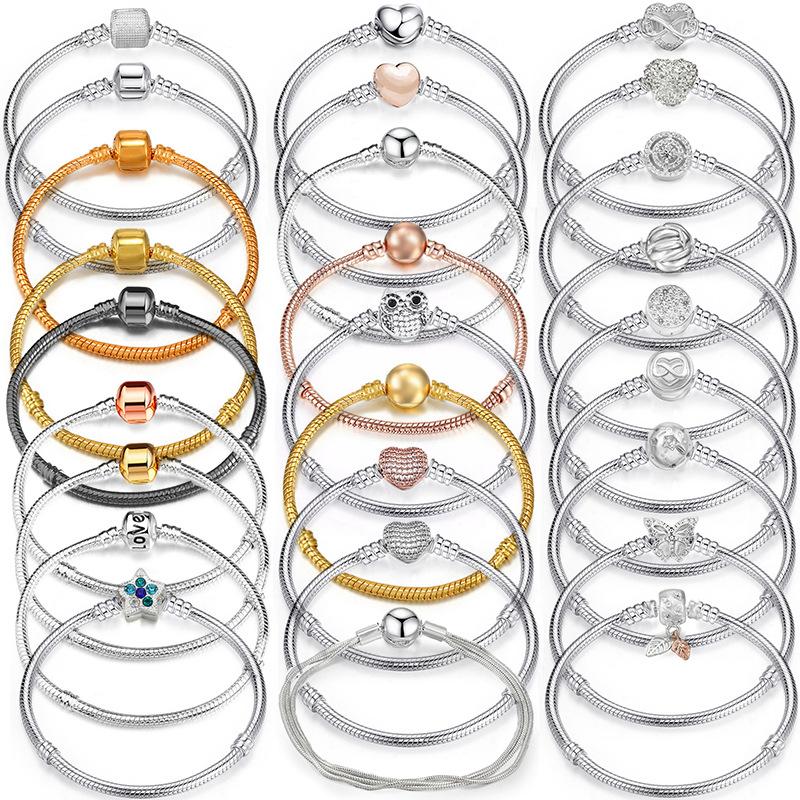 Pandora Snake Bone Base Chain Women Men Bracelet Zircon Crown Classic Hot Selling Bracelet DIY Making