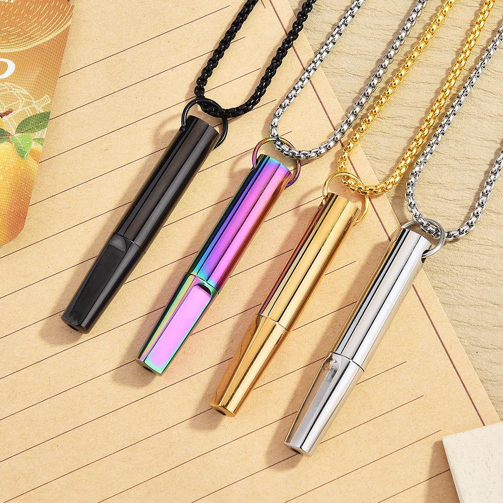 Cross-Border New Detachable Flat-Mouth Meditation Mindfulness Pendant Necklace Titanium Steel Breathing Adjustment Flavor Smoking Cessation Device Necklace