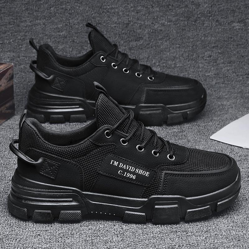 Men's Shoes, Waterproof, Non-Slip, Wear-Resistant, Black Sneakers for Work on the Construction Site, Trendy Sports and Leisure Shoes, Breathable Spring Labor Protection Trendy Shoes