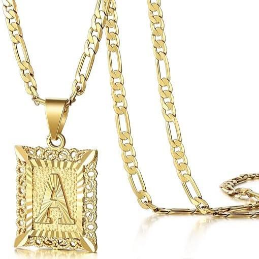 Cross-Border Hot-Selling Copper Material 26-Letter Alphabet Necklace Trendy Letter Pendant Choker Sweater Chain Jewelry