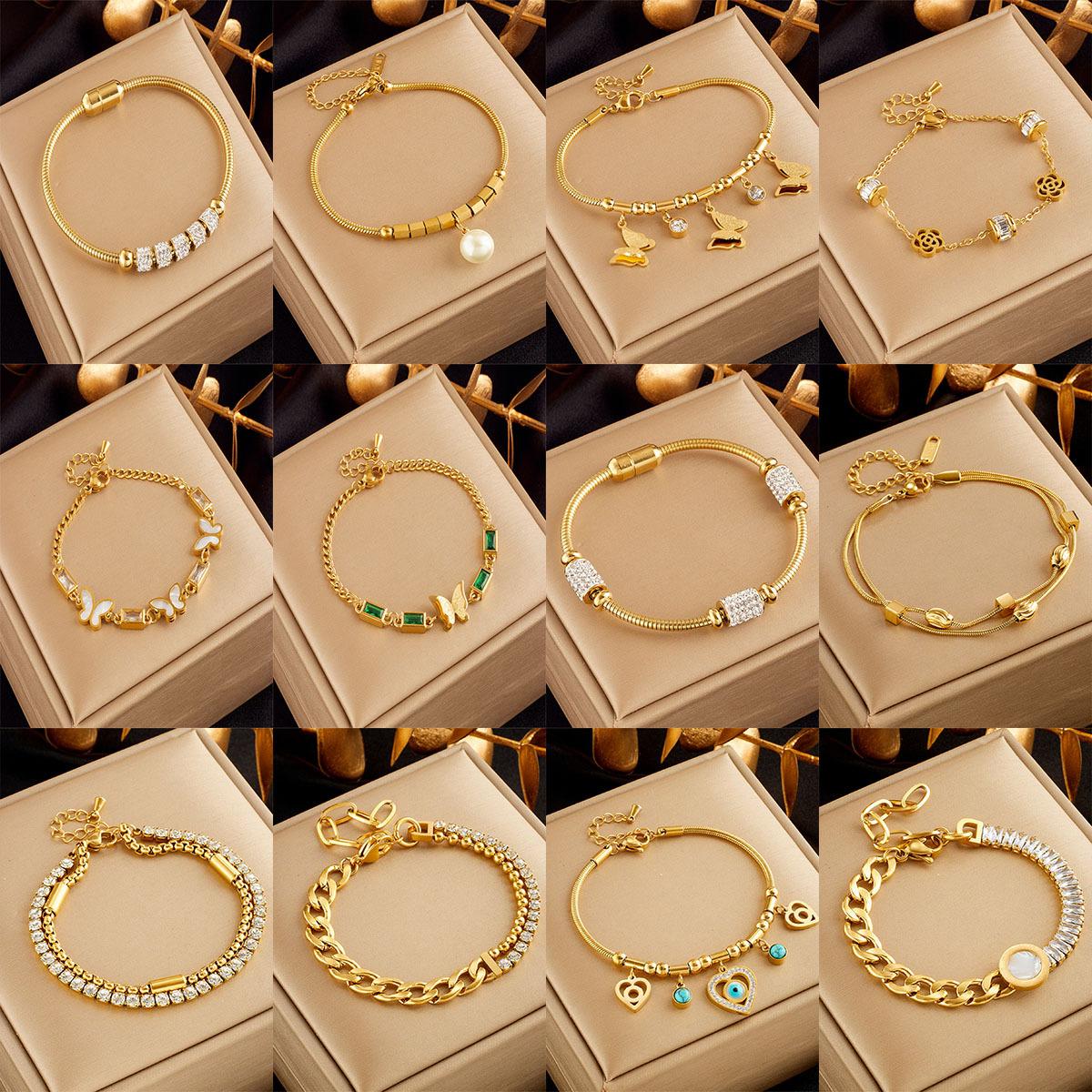 European and American Fashion Trend New Titanium Steel Bracelet Butterfly Heart Pendant Decorative Bracelet Fashion Commuter Temperament Jewelry