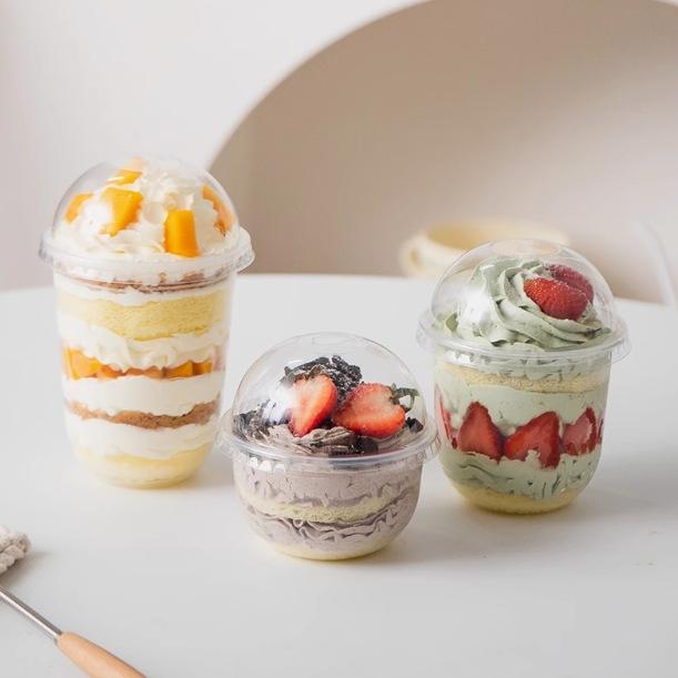 Bobo Cup Sundae Cup Disposable Bobo Cup 360ml Cup Cake Smoothie Cup Popular U-Shaped Milk Tea Cup Packaging Box