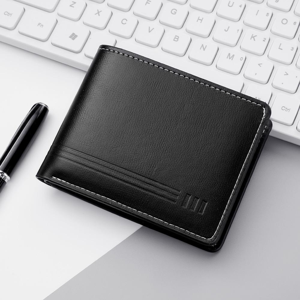 New Men's Wallet, Large Capacity, High-End, Short Horizontal Style Wallet, Young Men's Business Student Wallet, Soft Leather Wallet