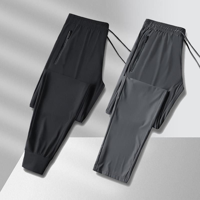 Ice Silk Pants Men's Summer Thin Men's Casual Pants Breathable Leg Loose High Elastic Quick-drying Youth Sports Pants