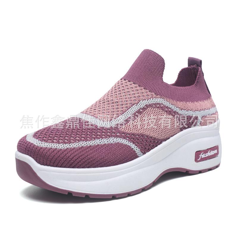 Women's Shoes, Thick-Soled Height-Increasing Shoes, Fly-Knit Breathable Mesh Shoes, Drop-Shipping Casual Shoes, Comfortable and Breathable