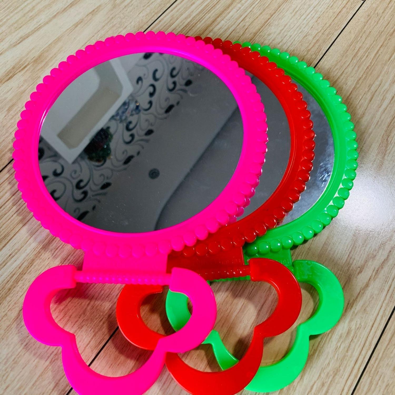 Mirror plastic round makeup mirror solid color desktop makeup mirror large round mirror stall supply spot straight hair