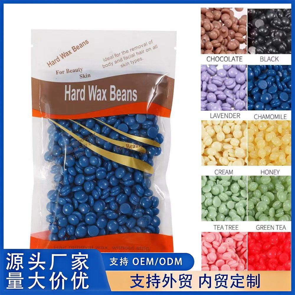Cross-Border Export 100g Paper-Free Hair Removal Wax Bean Solid Hard Hair Removal Wax Particles Whole Body Beeswax Color Bag Beeswax Hair Removal