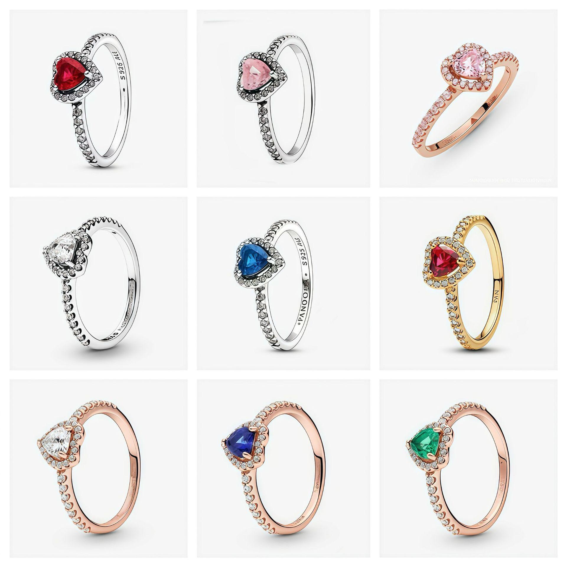 Pan's New White Copper Noble Heart, Elegant Heart, Joyful Single Stone Heart Ring, Simple Logo, Heart, Accessible Luxury