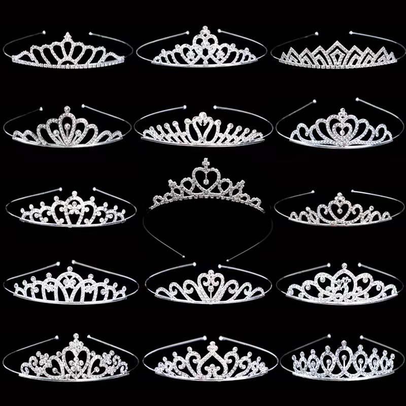 Children's Crown Hair Hoop Girl's Birthday Headwear Baby's Small Crown Dance Dress with Gold Crystal Diamond Hair Accessories