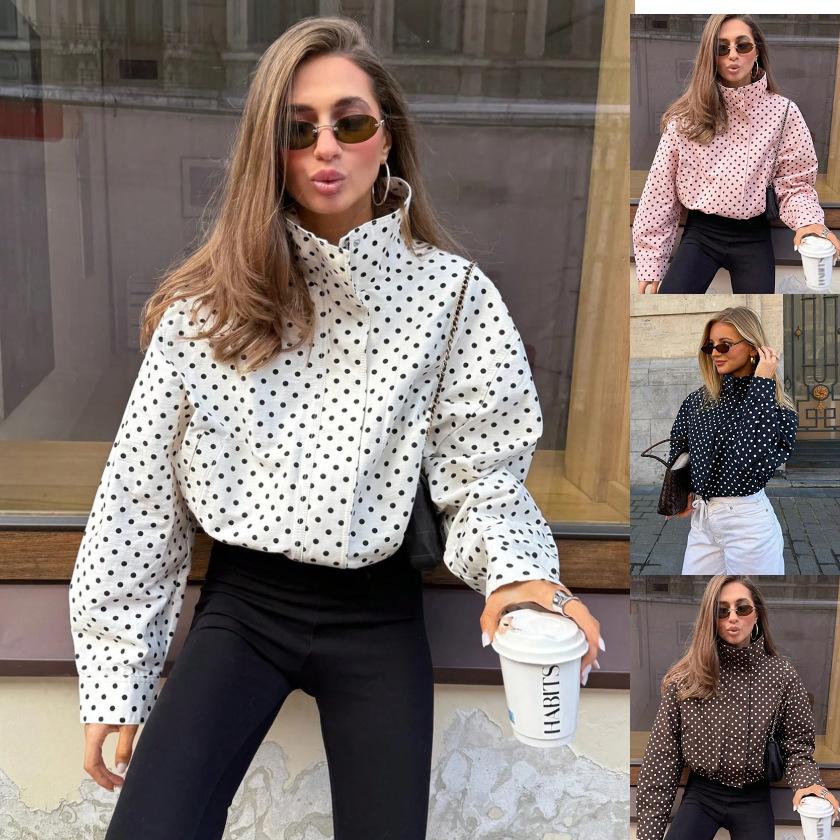 2026 European and American Women's Clothing Amazon TK Autumn New Fashion Polka Dot Long Sleeve Loose Pocket Jacket