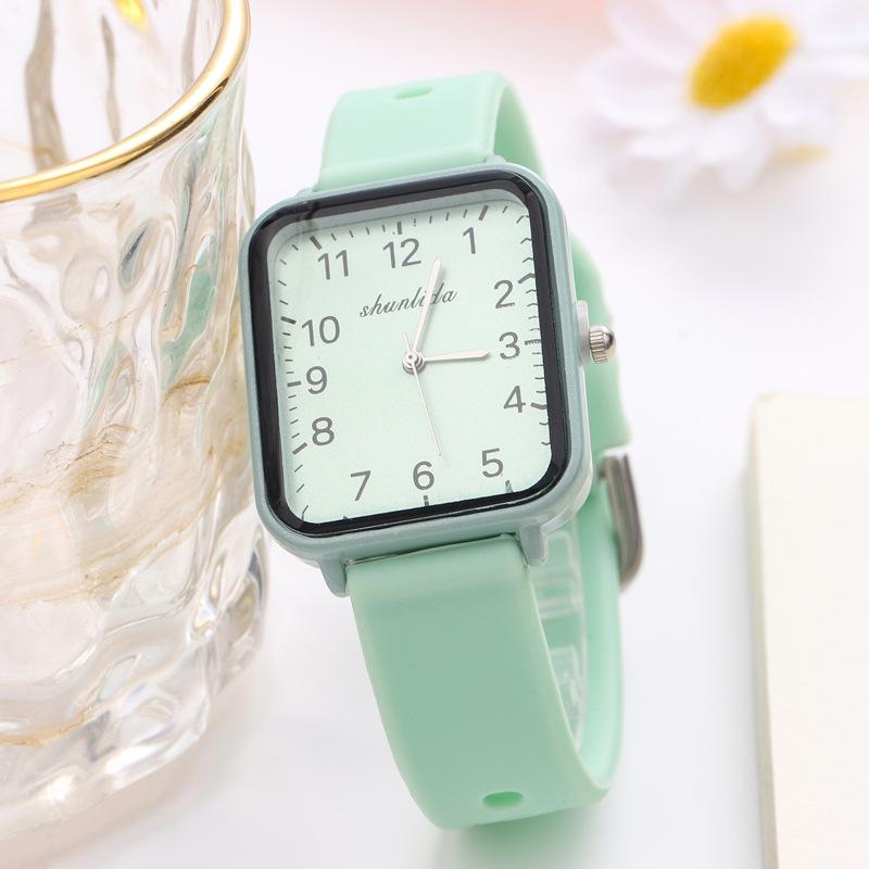 ins Net Red Square shell ladies watch wholesale tape digital quartz watch personalized fashion student watch women