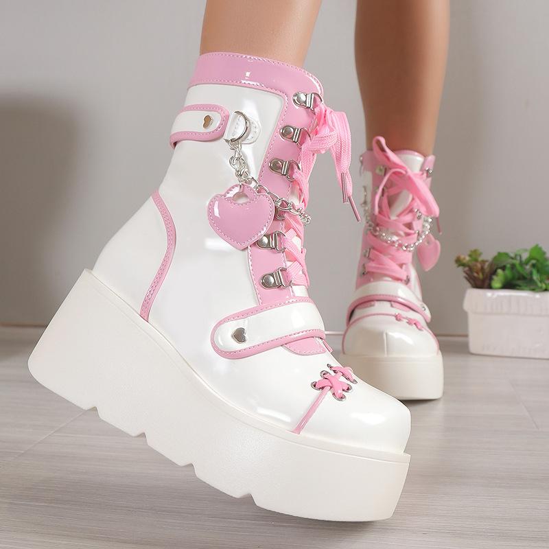 Demonia thick-soled boots 2023 new punk motorcycle thick-soled mid-calf boots Women's European and American cute hot girl motorcycle boots