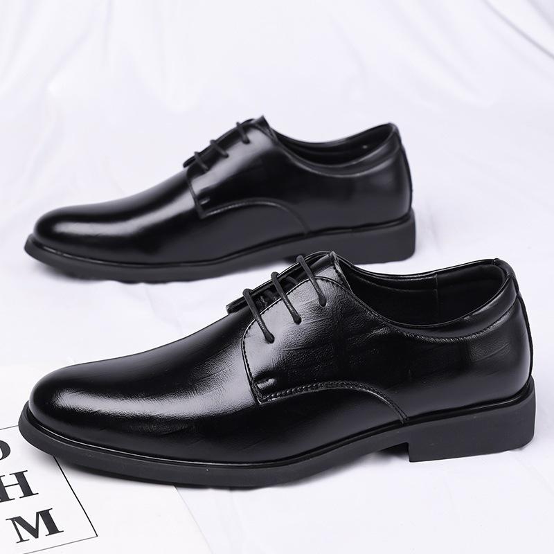 Men's formal business leather shoes, pointed toe, casual, breathable, hollowed-out design, British style, wedding groom's suit shoes, available for dropshipping
