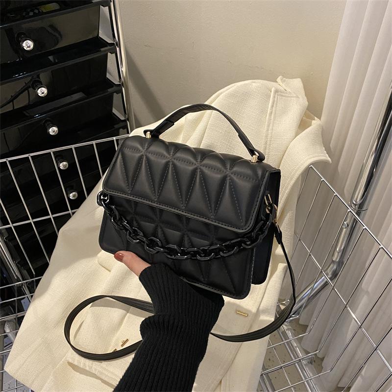 Casual Design Retro Handheld Small Square Bag Women's Bag 2024 Autumn and Winter New Chain Bag Single Shoulder Crossbody Bag Rhombus Bag
