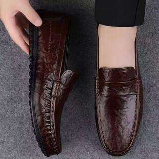 Men's slip-on shoes, versatile, fashionable, formal, business shoes, new style, breathable, comfortable, soft-soled, casual, black leather shoes