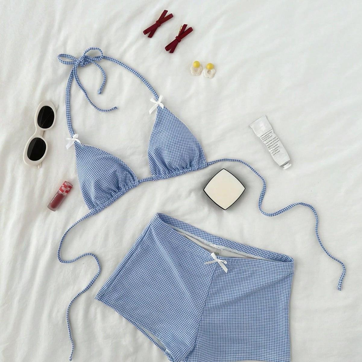 European and American Foreign Trade Bow Bikini Set Sexy High Waist Boxer Shorts Swimsuit Women's Swimwear Manufacturer Wholesale