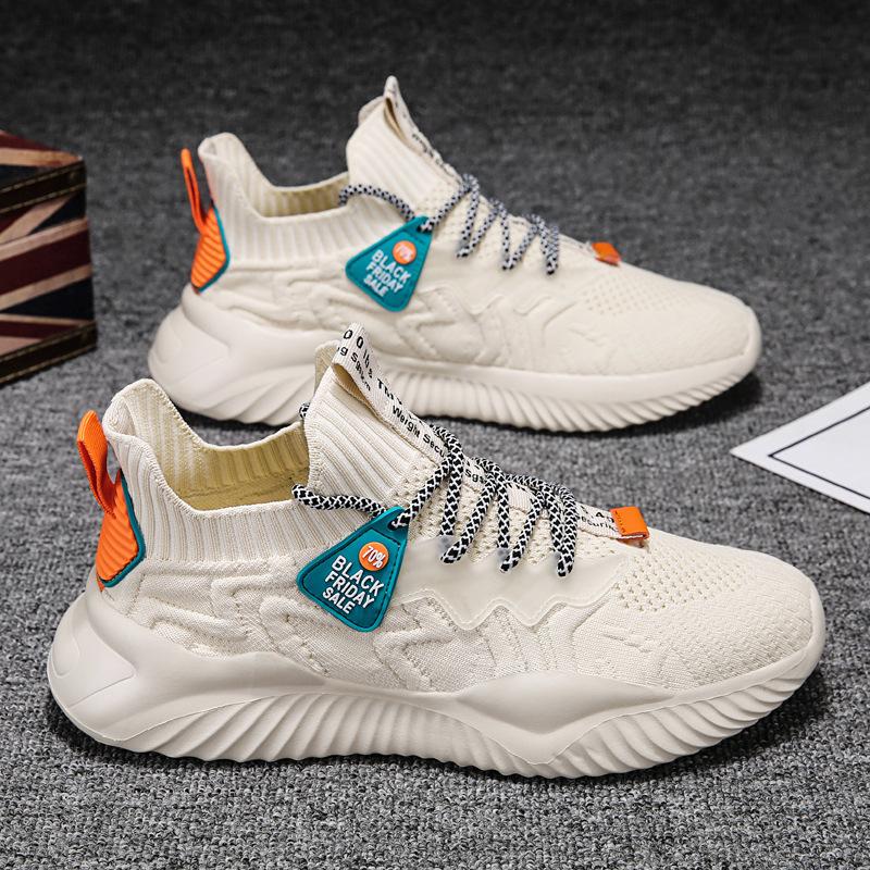 Winter Breathable Fly-Knit Sports Dad Shoes for Men, Versatile for Spring and Autumn, Men's Mesh Running Sneakers, Trendy Lightweight and Comfortable Shoes