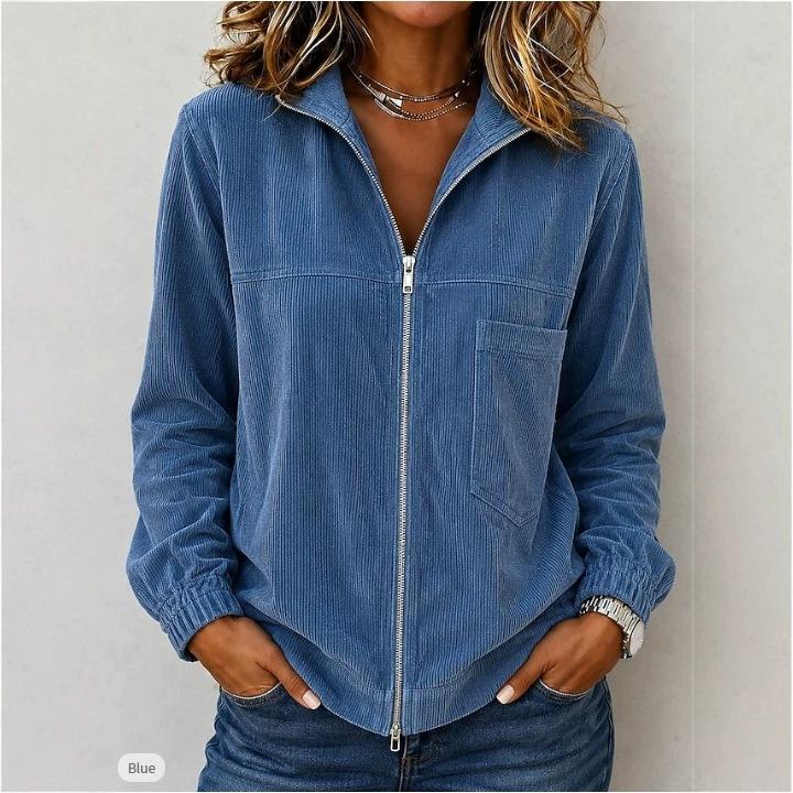 Independent Website Cross-Border Hot-Selling Autumn New Solid Color Jacket for Women, European and American Simple Style Corduroy Coat for Women