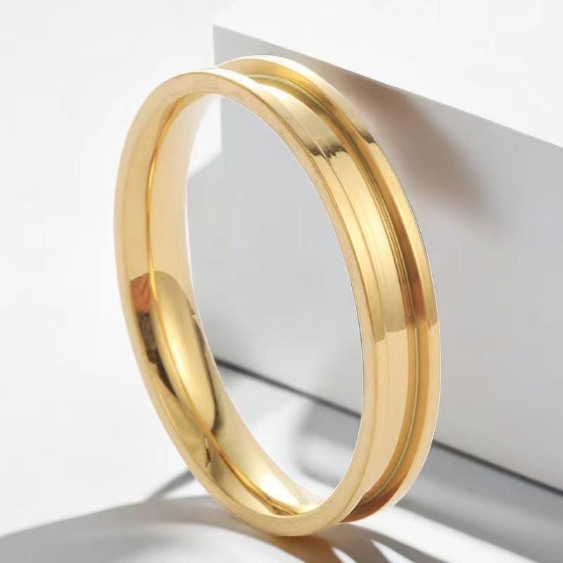 4mm Smooth Groove Ring, Non-Fading DIY Couple Rings, Simple and Versatile Unisex Ring