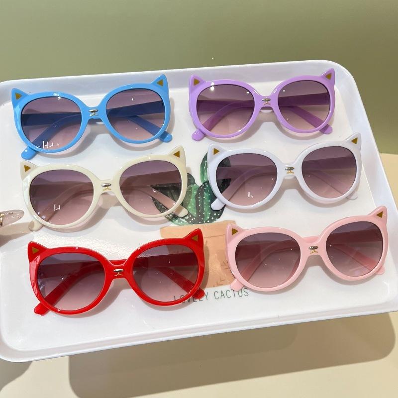 2026 Children's Sunglasses Cartoon Cat Shape Anti-Uv Baby Sunglasses Girls' Sun Protection Glasses in Stock