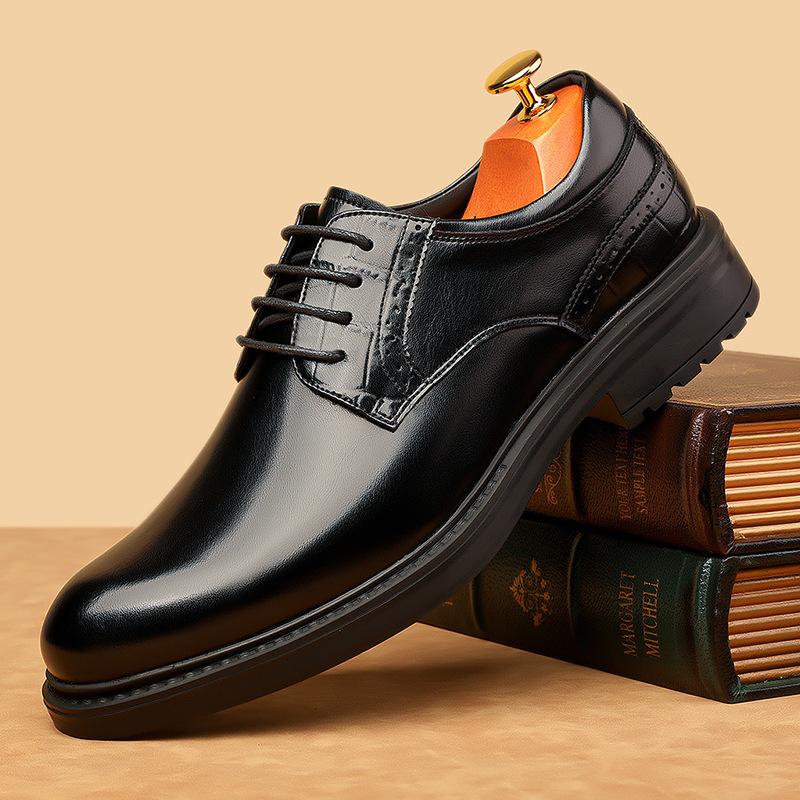 Autumn 2024 New Men's Business Casual Leather Shoes Men's Fashion All-match British Lace-up Dress Men's Business Shoes