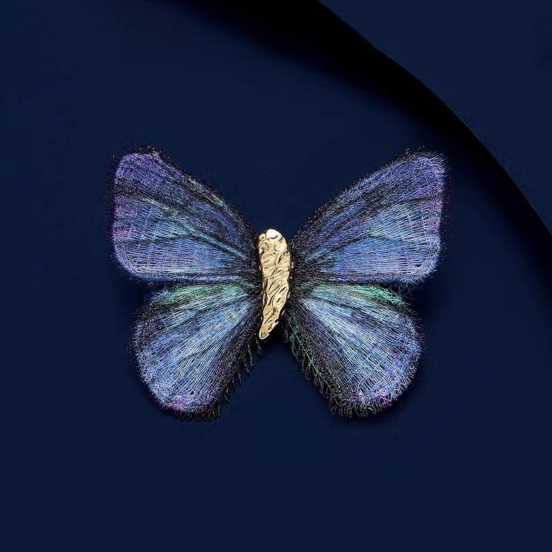 Retro Color Pattern Butterfly Brooch High-end Women's Lightweight Gradient Embroidery Butterfly Corsage Exquisite Luxury Suit Accessories Pin