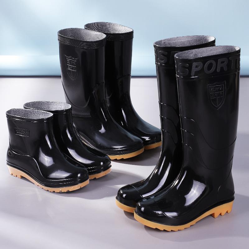 Rain Boots Men's Water Shoes High Tube Mid Tube Labor Protection Construction Site Water Boots Women's Velvet Warm Export Rain Boots Thickeneded Rubber Shoes Kitchen