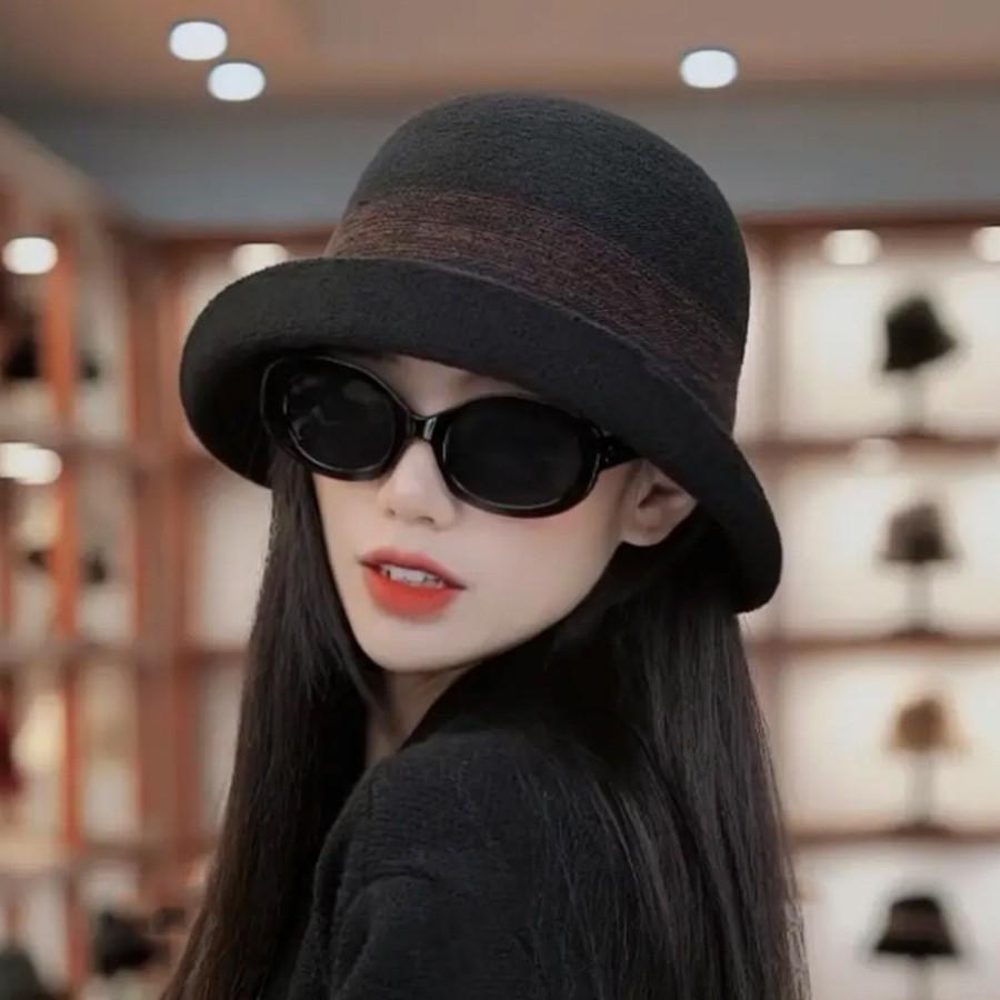 2026 Autumn Knitted Fisherman Hat for Women, Foldable Short Brim Round Top Fashionable Commuter Hat, Autumn and Winter Elegant Hat with a High-End Feel