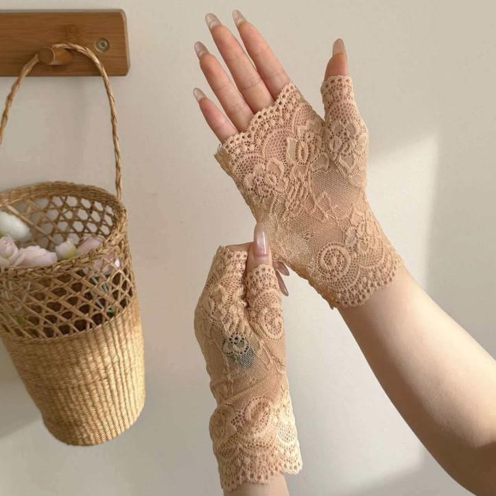 Summer Lace Fake Sleeves, Lace Short Gloves, Sun Protection, Anti-Slip, Women's Thin Gloves, Yoga Wrist Sleeves, Fake Sleeves