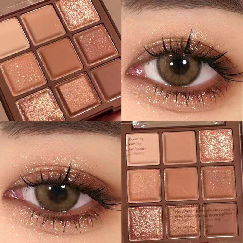 Makeup Mgl Milk Tea Chocolate Nine-Color Eyeshadow Earth Tones Glitter Coffee Color Niche Mocha Brown Wholesale