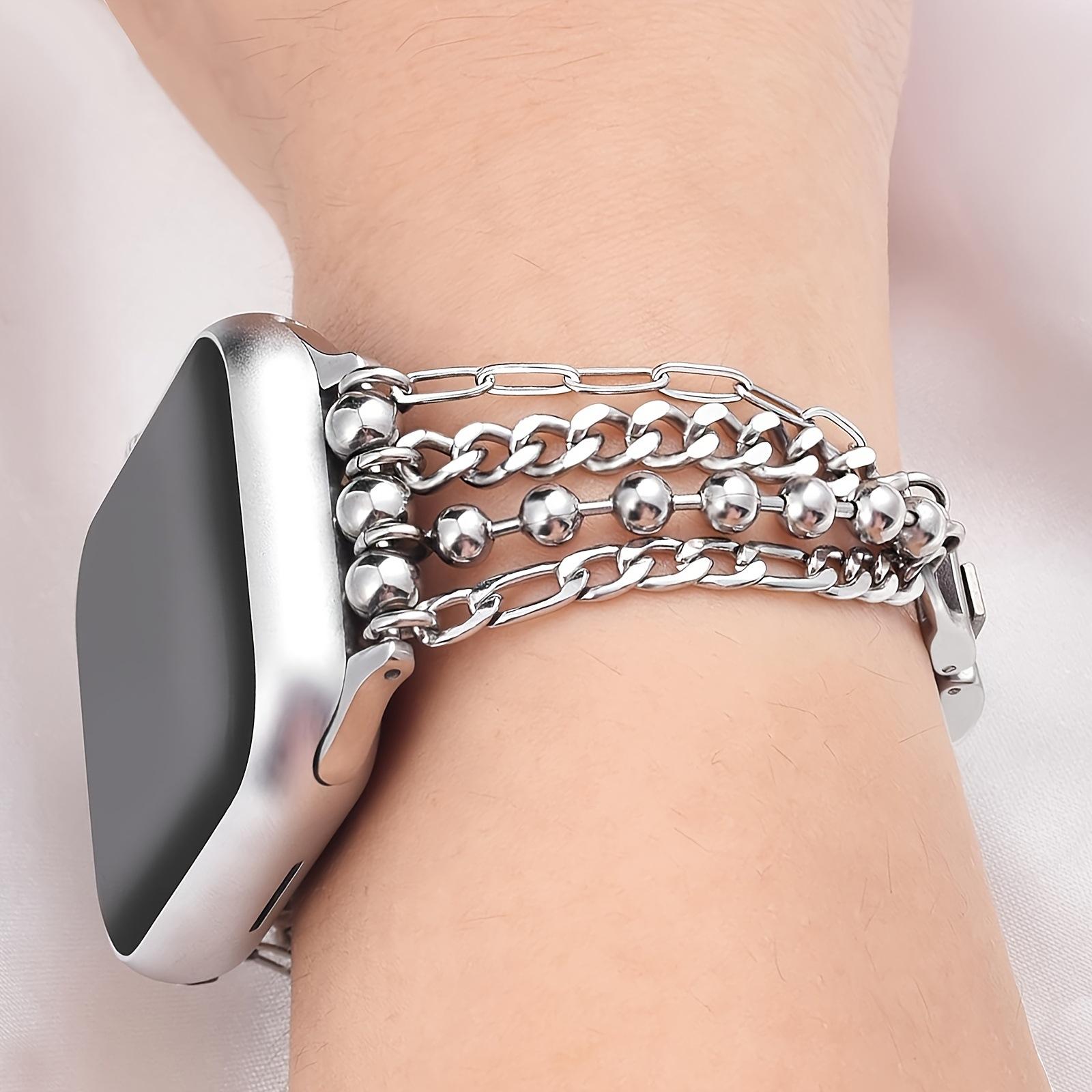 New High-Grade Metal Feeling Cuban Chain Bracelet Watch Strap Suitable for Apple Watch 38-49mm Dial Full Series