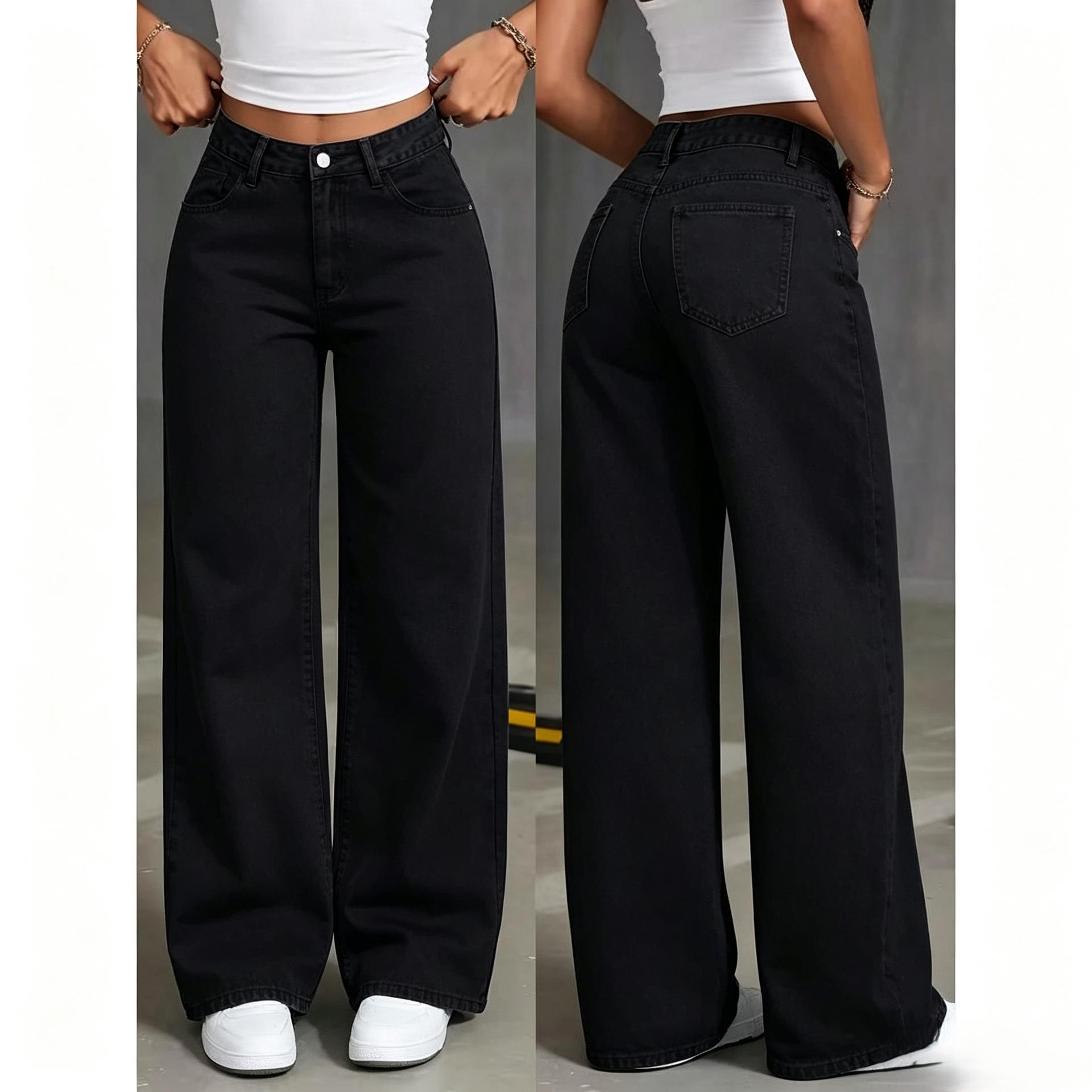 Cross-Border Foreign Trade European and American Style Fashion Plus-Size Jeans for Women, American High Street Straight-Leg Loose Versatile Factory Stock