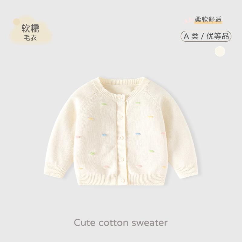 Cloud-like soft and fresh knitted cardigan for girls, autumn and winter baby sweater coat, Class A infant sweater