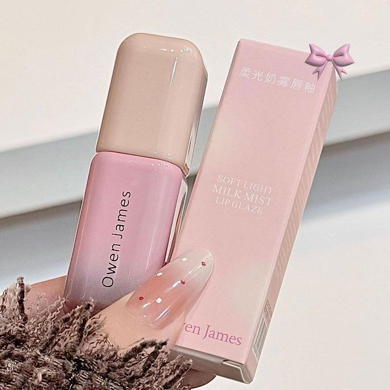Owen James Soft Light Milk Mist Lip Glaze Matte Velvet Lipstick Long-Lasting Non-Fading Whitening Lip Gloss for Women
