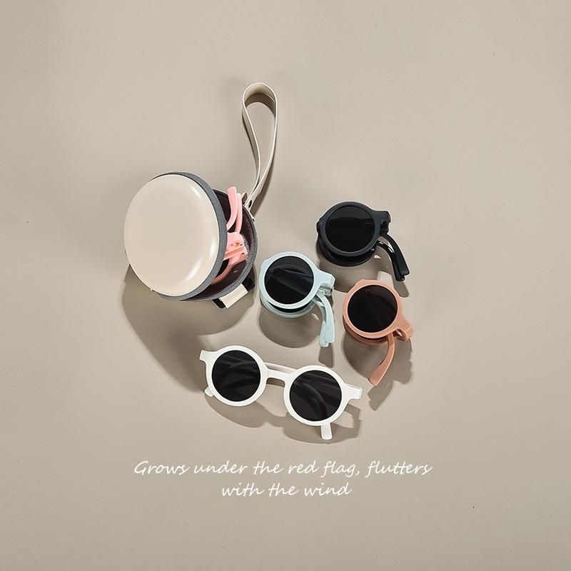 Children's sunglasses men's and women's fashionable sun-proof sunglasses macaron round frame foldable candy-colored sunglasses