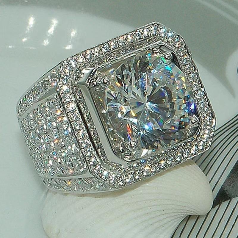 Cross-Border Hot-Selling European and American Fashion Rings, Men's Diamond Rings, Full Diamond Micro-Encrusted Jewelry, Tough and Exquisite Niche Jewelry