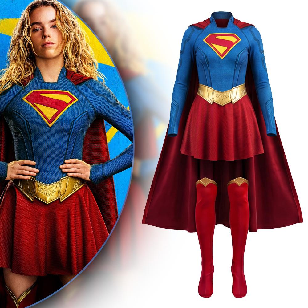 Halloween Super Girl Cosplay Costume Supergirl Children's Adult Anime Bodysuit Cloak Role-Playing Outfit