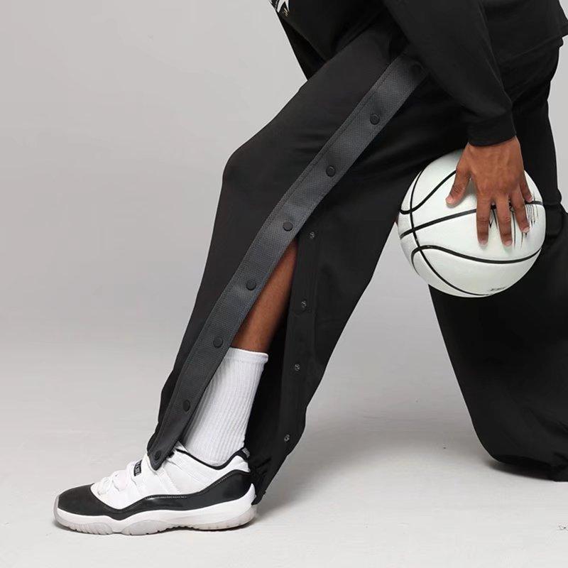 Basketball Sports Trousers Buckle-breasted Pants Men's Summer Thin National Fashion Full-open Button Foot Bundles Casual Pants Men's
