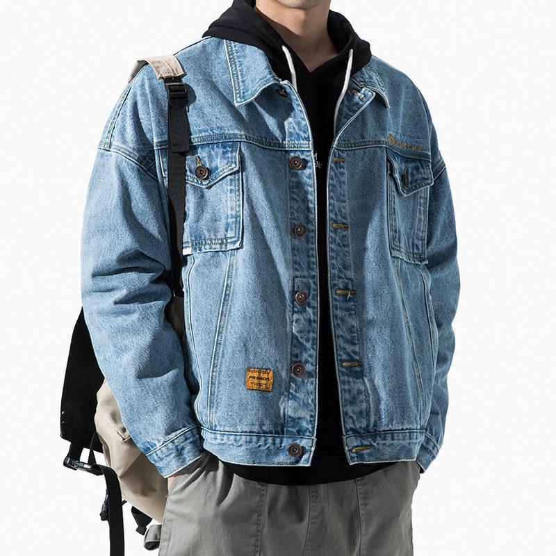 Spring and Autum Japanese Style Trendyy Brand Denim Jacket Men's Korean Style Trendyy Student Versatile Loose Workwear Jacket Denim Top