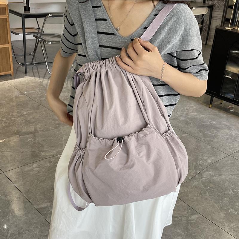 New Lightweight Drawstring Backpack Korean Style Large Capacity Outdoor Commuting Casual Foldable Backpack