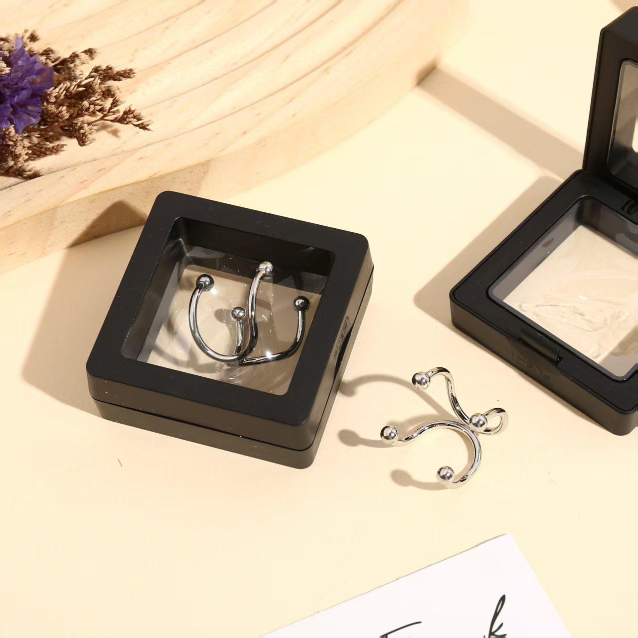 Stainless Steel Aeri Joint Ring Giselle Stainless Steel Open Bead Geometric Ring for Index Finger