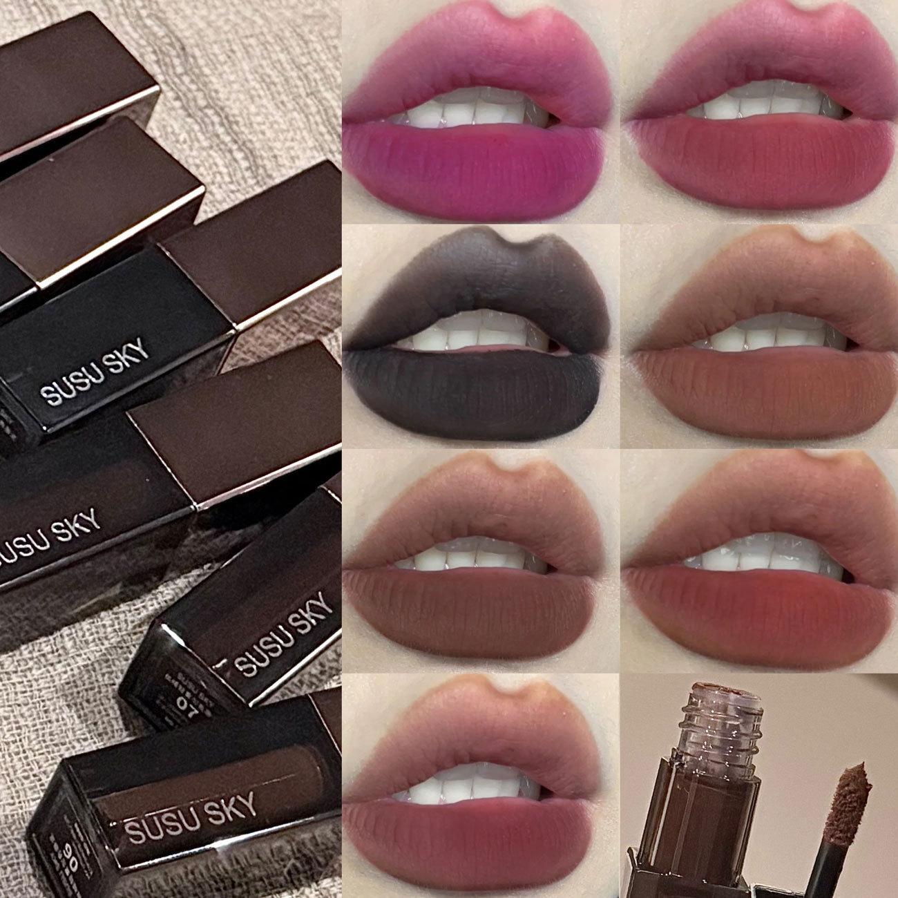 Susu Sky Velvet Light Mist Color-Uniforming Lip Mud Soft Mist Matte Lip Glaze Milk Coffee Autumn and Winter Whitening Lipstick Student Cross-Border