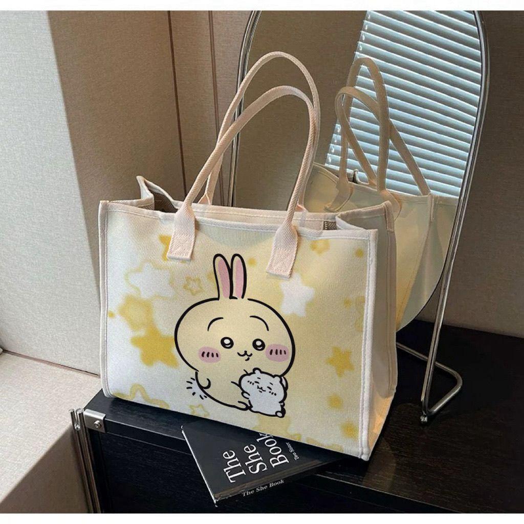 Chiikawa Shoulder Bag, Versatile Large-Capacity Student Canvas Bag, Commuter Tote Bag, Usaki Bag
