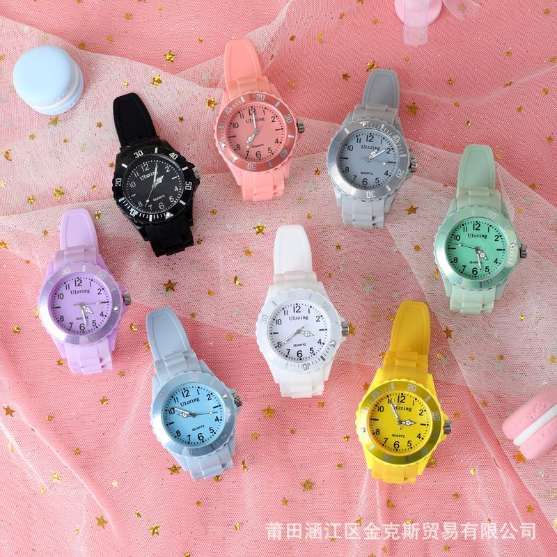 Children's Exam Watch for Girls, Boys, Primary School Students, Waterproof and Anti-Fall Macaron, Small Fresh Sports Jelly Candy Color