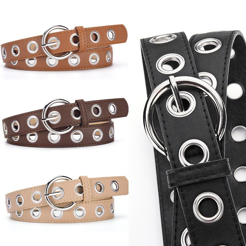 New Metal Full-Eyelet Versatile Women's Belt with Perforated Punk Korean Fashion Hollow Decorative Trouser Belt