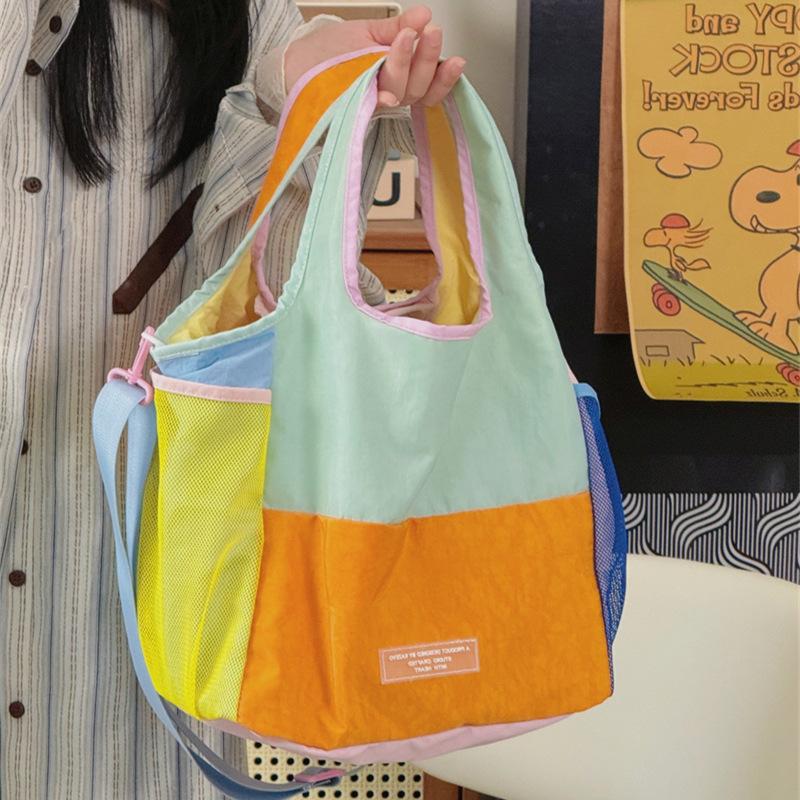 Niche Design Tote Bag Casual Women's Bag Lightweight Color-Blocking 2026 Personalized Student Handbag Women's Shoulder Bag