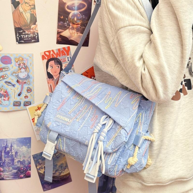 Shoulder bag for middle and high school students, crossbody bag for tutoring classes, Japanese-style simple and versatile school bag in college style