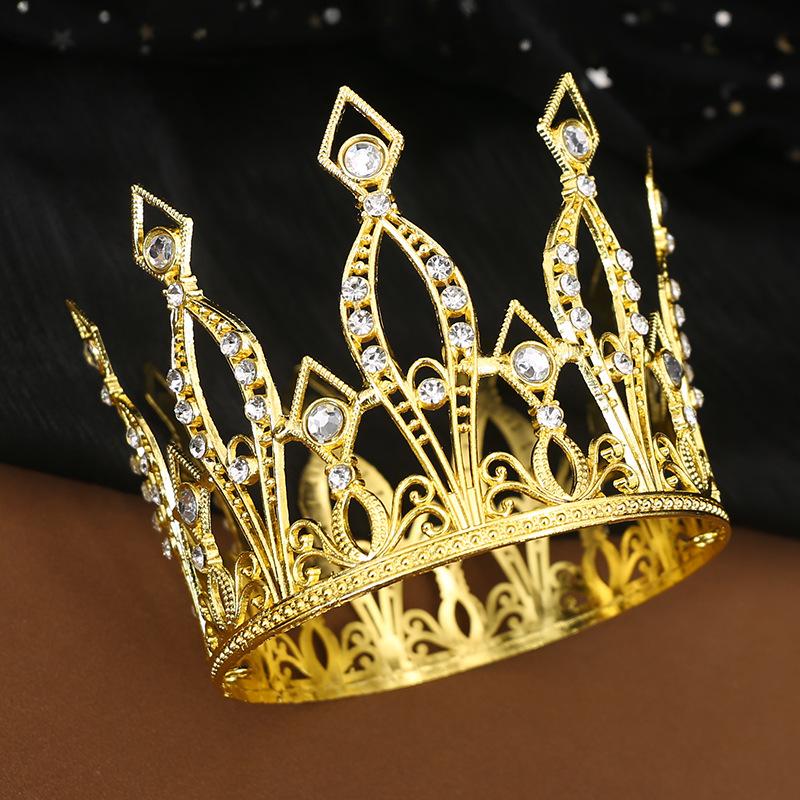 Cake Baking Decoration Crown Kidsren's Birthday Adult Full Circle Crown Bridal Jewelry Wedding Rhinestone Tiara