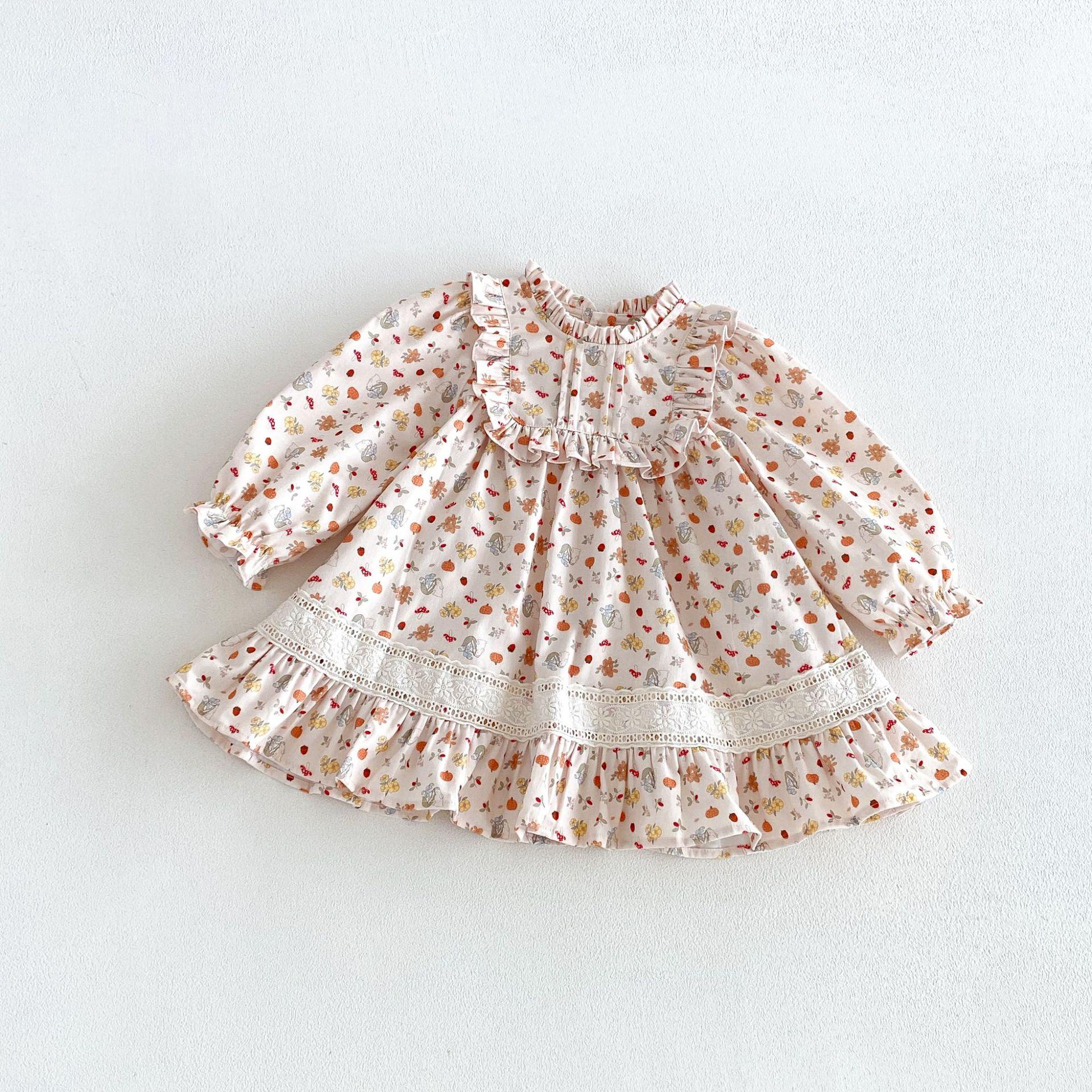[No Returns or Exchanges] Girls' Floral Dress 2026 New Autumn Baby Lace Princess Dress Zqq6299